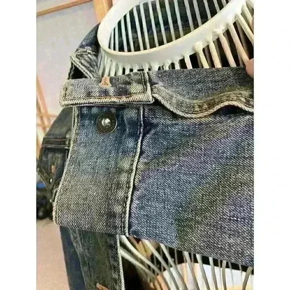 Vintage Extra Small GAP Y2K Dark Denim Jean Jacket - Picture 5 of 7